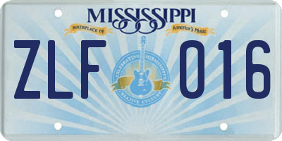 MS license plate ZLF016