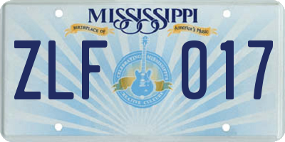MS license plate ZLF017