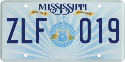 MS license plate ZLF019