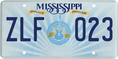 MS license plate ZLF023