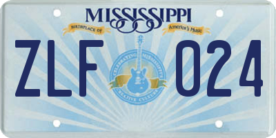 MS license plate ZLF024