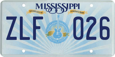 MS license plate ZLF026