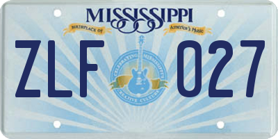 MS license plate ZLF027