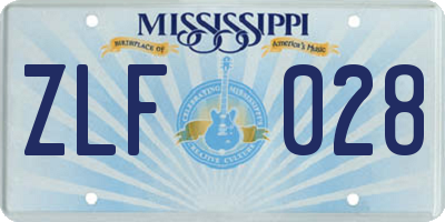 MS license plate ZLF028