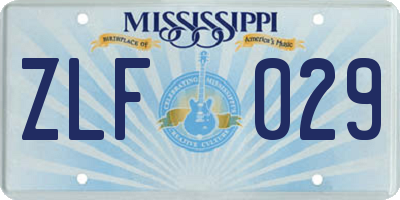 MS license plate ZLF029