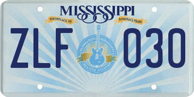 MS license plate ZLF030