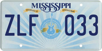 MS license plate ZLF033