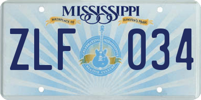MS license plate ZLF034