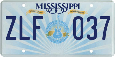 MS license plate ZLF037