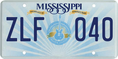 MS license plate ZLF040