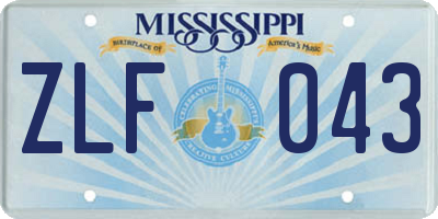 MS license plate ZLF043