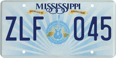 MS license plate ZLF045