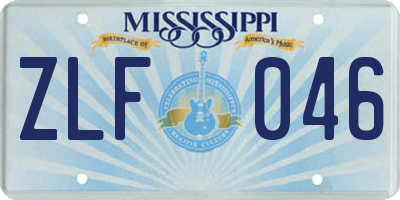MS license plate ZLF046