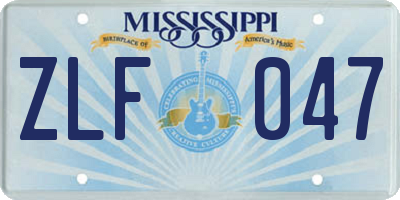 MS license plate ZLF047