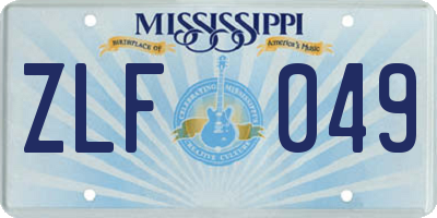 MS license plate ZLF049