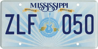 MS license plate ZLF050