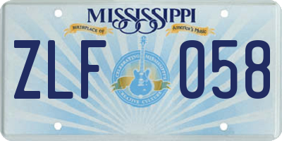 MS license plate ZLF058