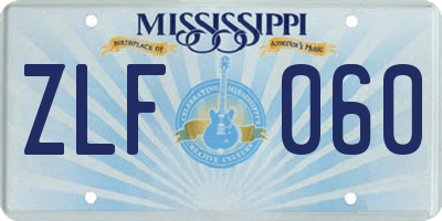 MS license plate ZLF060