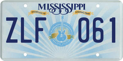 MS license plate ZLF061