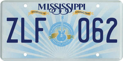 MS license plate ZLF062
