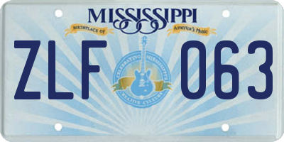 MS license plate ZLF063