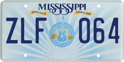 MS license plate ZLF064