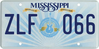 MS license plate ZLF066