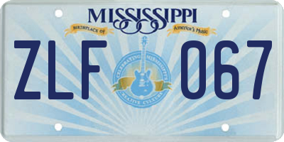 MS license plate ZLF067