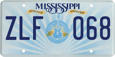 MS license plate ZLF068