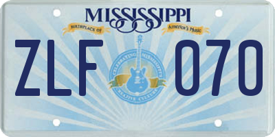 MS license plate ZLF070