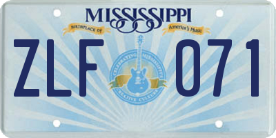 MS license plate ZLF071