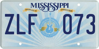 MS license plate ZLF073