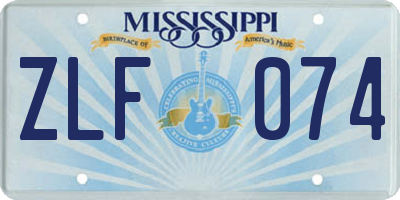 MS license plate ZLF074