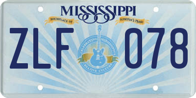 MS license plate ZLF078
