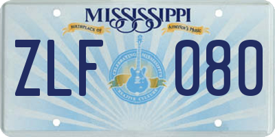 MS license plate ZLF080