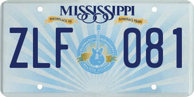 MS license plate ZLF081