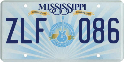MS license plate ZLF086