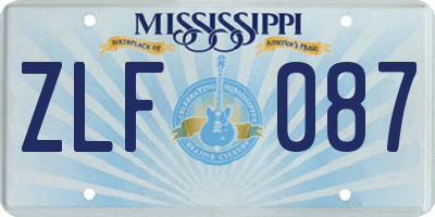 MS license plate ZLF087