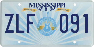 MS license plate ZLF091