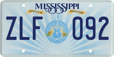 MS license plate ZLF092