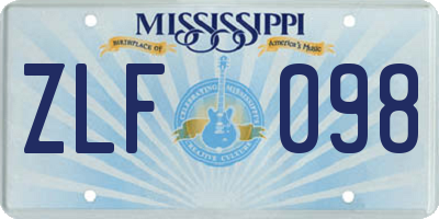 MS license plate ZLF098