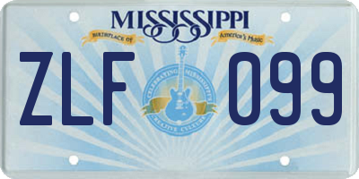 MS license plate ZLF099