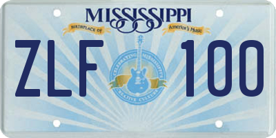 MS license plate ZLF100