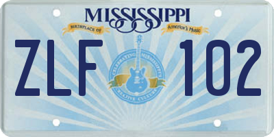 MS license plate ZLF102
