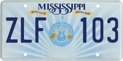 MS license plate ZLF103