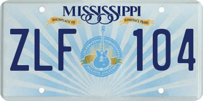 MS license plate ZLF104
