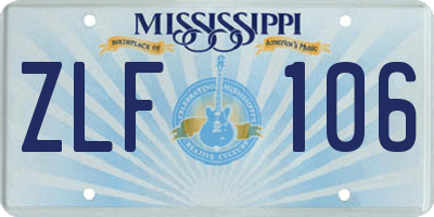 MS license plate ZLF106