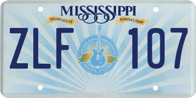 MS license plate ZLF107