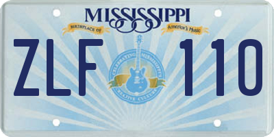 MS license plate ZLF110