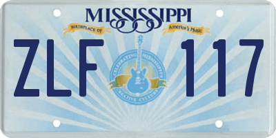 MS license plate ZLF117